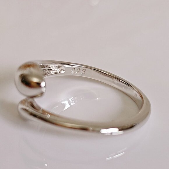 Sterling Silver Small Drop Paddle Ring, Abstract Ring,Wraparound Ring,Adjustable - Picture 9 of 9